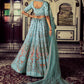Rajwada - Attractive Blue Georgette Embroidered Semi Stitched Lehenga With Unstitched Blouse