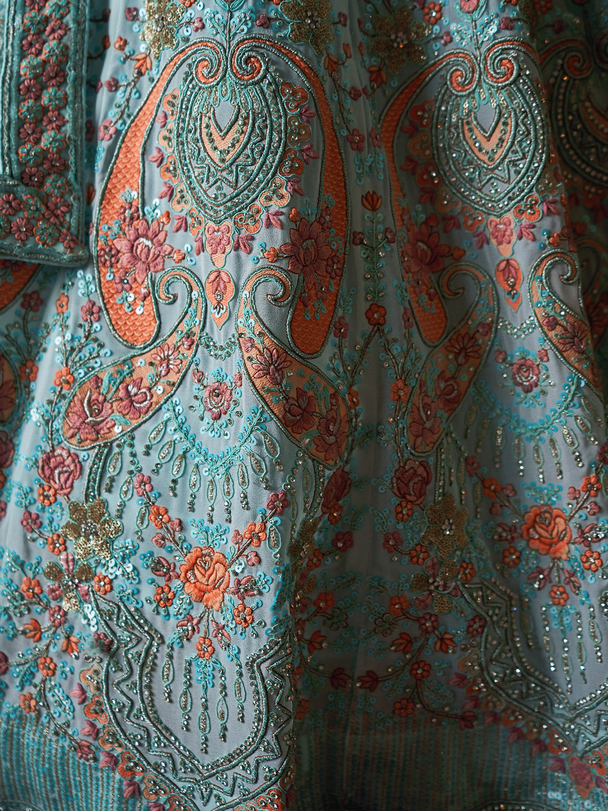 Rajwada - Attractive Blue Georgette Embroidered Semi Stitched Lehenga With Unstitched Blouse