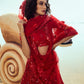 Rajwada Women Red Soft Net Sequins Semi Stitched Lehenga With Unstitched Blouse