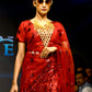 Rajwada Women Red Soft Net Sequins Semi Stitched Lehenga With Unstitched Blouse