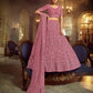 Rajwada Women Purple Soft Net Semi Stitched Lehenga With Unstitched Blouse