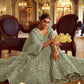 Rajwada Women Olive Embroidered Soft Net Semi Stitched Lehenga With Unstitched Blouse