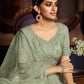 Rajwada Women Olive Embroidered Soft Net Semi Stitched Lehenga With Unstitched Blouse