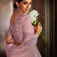 Rajwada Women Pink Embroidered Soft Net Semi Stitched Lehenga With Unstitched Blouse