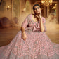 Rajwada Women Pink Embroiedered Semi Stitched Lehenga With Unstitched Blouse