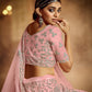 Rajwada Women Pink Embroiedered Semi Stitched Lehenga With Unstitched Blouse