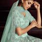 Rajwada Women Sea Green Soft Net Embroidered Semi Stitched Lehenga With Unstitched Blouse