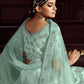 Rajwada Women Sea Green Soft Net Embroidered Semi Stitched Lehenga With Unstitched Blouse