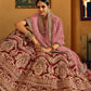 Rajwada Women Maroon Velvet Semi Stitched Lehenga With  Unstitched Blouse