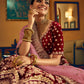 Rajwada Women Maroon Velvet Semi Stitched Lehenga With  Unstitched Blouse