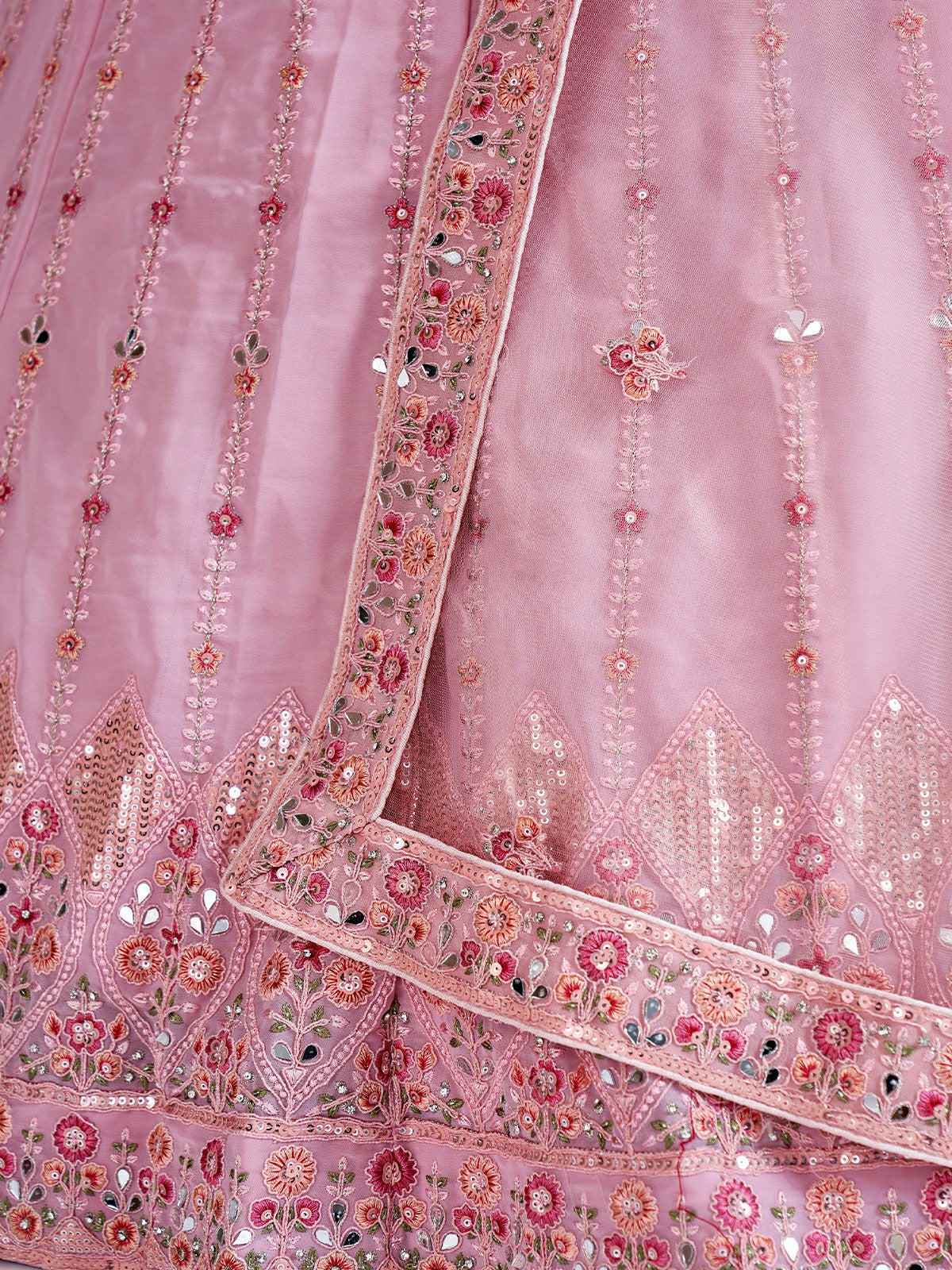 Rajwada - Beautiful Pink Georgette Semi Stitched Lehenga With Unstitched Blouse