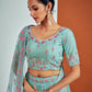 Rajwada - Stylish Blue Soft Net Semi Stitched Lehenga With Unstitched Blouse