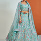 Rajwada - Stylish Blue Soft Net Semi Stitched Lehenga With Unstitched Blouse
