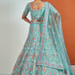 Rajwada - Stylish Blue Soft Net Semi Stitched Lehenga With Unstitched Blouse