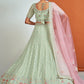 Rajwada - Designer Sea Green Georgette Semi Stitched Lehenga With Unstitched Blouse