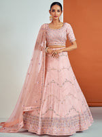Rajwada - Stunning Pink Georgette Semi Stitched Lehenga With Unstitched Blouse