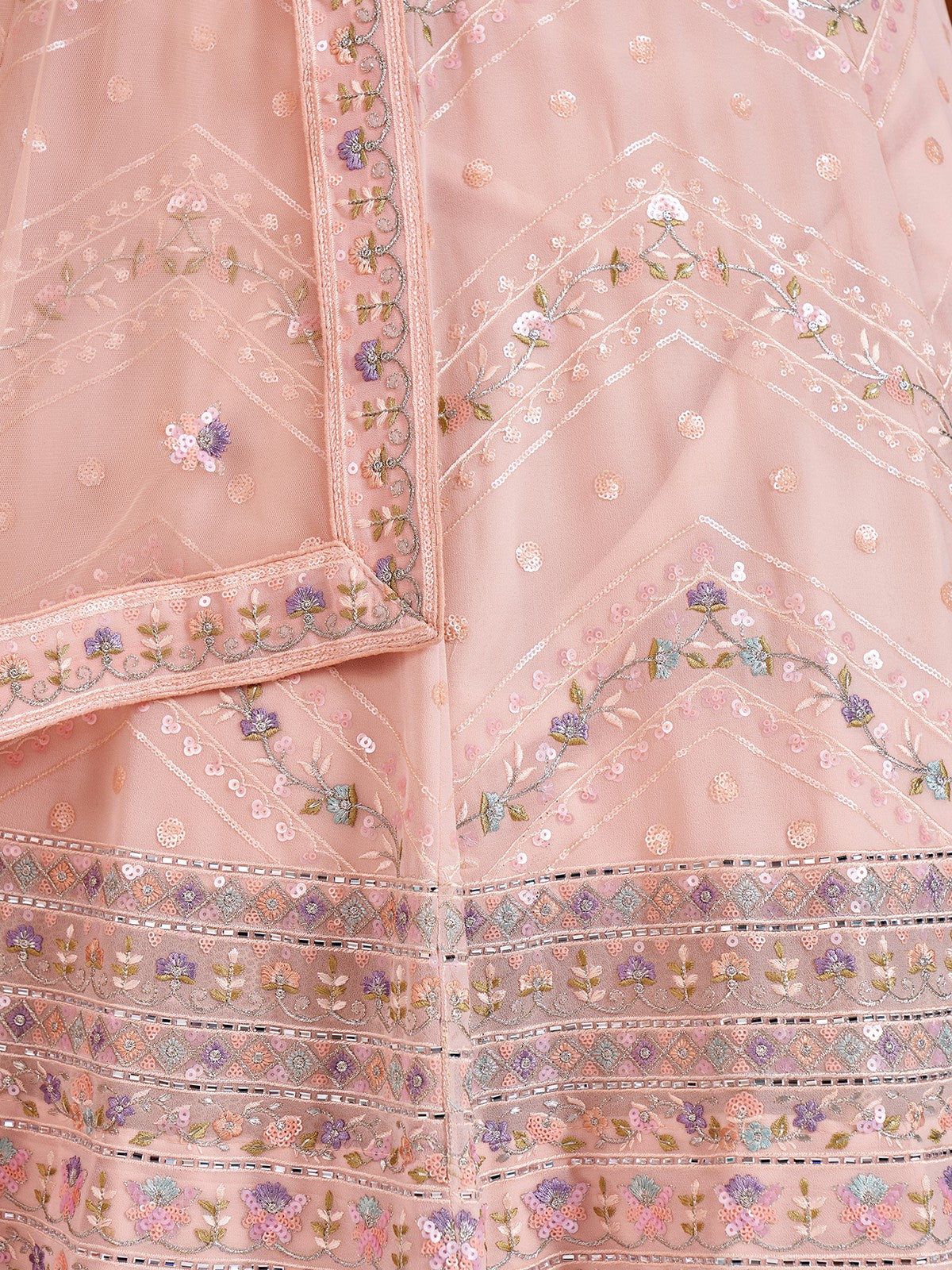 Rajwada - Stunning Pink Georgette Semi Stitched Lehenga With Unstitched Blouse
