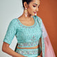 Rajwada - Classic Blue Georgette Semi Stitched Lehenga With Unstitched Blouse
