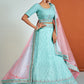 Rajwada - Classic Blue Georgette Semi Stitched Lehenga With Unstitched Blouse