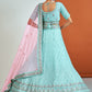 Rajwada - Classic Blue Georgette Semi Stitched Lehenga With Unstitched Blouse
