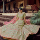 Rajwada Women Green Embroidered Organza Semi Stitched Lehenga With Unstitched Blouse