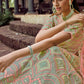 Rajwada Women Green Embroidered Organza Semi Stitched Lehenga With Unstitched Blouse