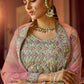 Rajwada Women Green Embroidered Georgette Semi Stitched Lehenga With Unstitched Blouse