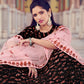 Rajwada Women Black Fur Imported Fabric Designer Semi Stitched Lehenga With Unstitched Blouse