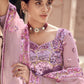 Rajwada Women Classy Pink Soft Net Semi Stitched Lehenga With Unstitched Blouse