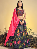 Rajwada - Stunning Black Art Silk Sequins Work Stitched Lehenga Choli Set