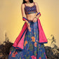 Rajwada - Classic Navy Blue Art Silk Sequins Work Stitched Lehenga Choli Set
