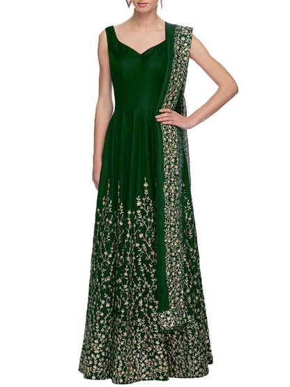 Rajwada Women Modern Green Semi Stitched Gown