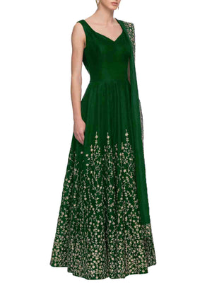 Rajwada Women Modern Green Semi Stitched Gown