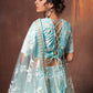Rajwada Women Blue Resham, Sequins Semi Stitched Lehenga With Unstitched Blouse