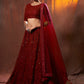 Rajwada Women Maroon Sequins, Thread Semi Stitched Lehenga With Unstitched Blouse