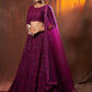 Rajwada Women Purple Sequins, Thread Semi Stitched Lehenga With Unstitched Blouse