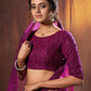 Rajwada Women Purple Sequins, Thread Semi Stitched Lehenga With Unstitched Blouse