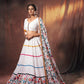 Rajwada Women White Embroidered Georgette Semi Stitched Lehenga With Unstitched Blouse