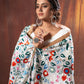 Rajwada Women White Embroidered Georgette Semi Stitched Lehenga With Unstitched Blouse