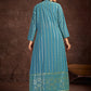 Rajwada - Teal Georgette Stitched Sequins Indo Western Set