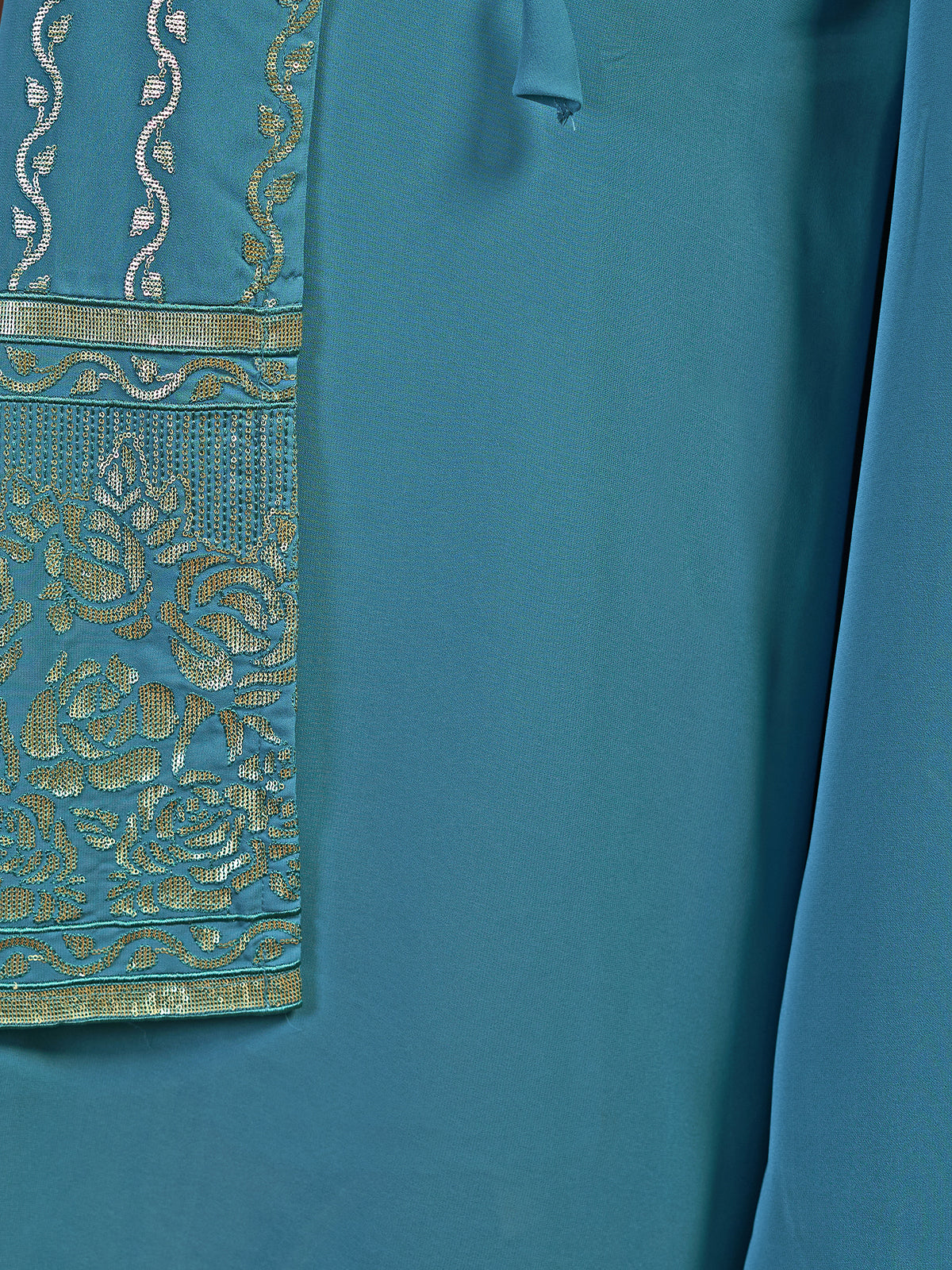 Rajwada - Teal Georgette Stitched Sequins Indo Western Set