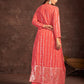 Rajwada - Orange Georgette Stitched Sequins Indo Western Set