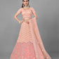 Rajwada Women Peach Soft Net Semi Stitched Lehenga With Unstitched Blouse
