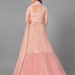 Rajwada Women Peach Soft Net Semi Stitched Lehenga With Unstitched Blouse