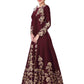 Rajwada Women Stunning Tafetta Silk Maroon Semi Stitched Gown