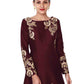Rajwada Women Stunning Tafetta Silk Maroon Semi Stitched Gown