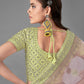 Rajwada Women Green Embroidered Art Silk Semi Stitched Lehenga With Unstitched Blouse
