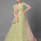 Rajwada Women Green Embroidered Art Silk Semi Stitched Lehenga With Unstitched Blouse