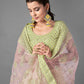 Rajwada Women Green Embroidered Art Silk Semi Stitched Lehenga With Unstitched Blouse