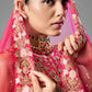 Rajwada Women Red Thread Embroidered Soft Net Semi Stitched Lehenga With Unstitched Blouse